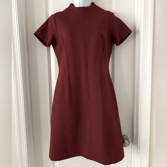 Dresses & Skirts - Brooks Brothers Red Fleece Women’s Mock neck burgundy Sheath Dress. Size Medium.